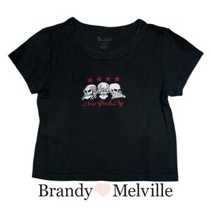 John Galt Brandy Melville skulls new york graphic baby tee